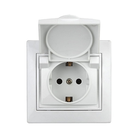 Розетка "Intro Plano" СП 1-мест. белый з/к крышка 2P+E Schuko 16А-250В IP20 *10/100