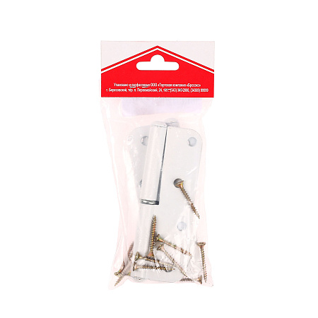 Петля накладная полимер.110мм белая ПРАВАЯ (комплект 2 шт+саморезы) ДомоСтрой *10/150