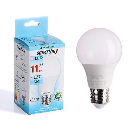 Лампа светодиодная 11W Е27 груша 4К нейтральный A60 Smartbuy *10/100