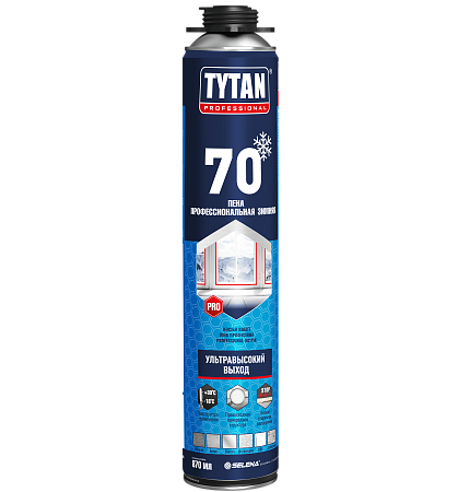 Пена монтажная профес. 1000мл/997гр зимняя "TYTAN 70 " 15614/63630/19686 выход до 70 л *12/840
