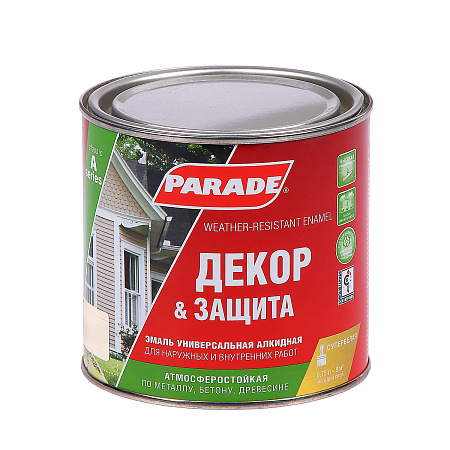Эмаль алкидная белая полуматовая 0,75 л PARADE А2 универсальная  база C***   *1/12/576