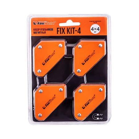 Угольник магнитный углы монтажа 45/90/135 до 4/16кг (4шт)  FIX KIT-4 FoxWeld *1/10