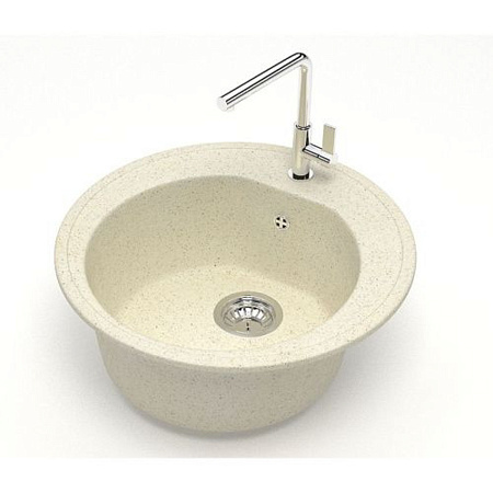 Мойка из искусственного камня круглая бежевая матовая AGATA 3/Q2 (505х191 мм) *1