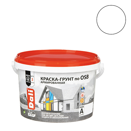 Краска - грунт по OSB акриловая для внутренних и наружных работ 3 кг ДАЛИ База А *1/120