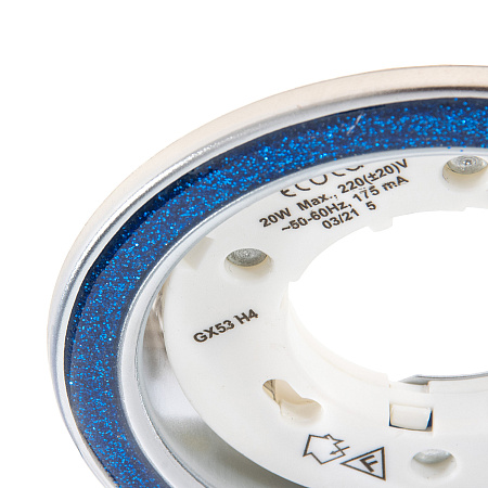 Светильник встраиваемый GX53 H4 DL3901 Ecola Круг  стекло Голубой блеск хром FB53GRECB *10/50