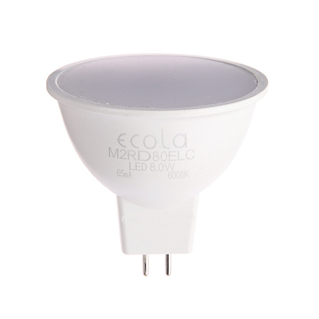 Лампа светодиодная 8,0W-220V GU5.3 MR16 6.5K холодный  матовая Ecola 51x50 M2RD80ELC *10/100