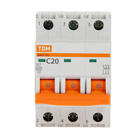Авт.выкл. TDM ВА 47-29 20А/3П SQ0206-0110 хар-ка С *4/40