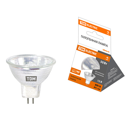 Лампа накаливания галогенная 50W-12V GU5,3 MR16 TDM SQ0341-0007 *10/200