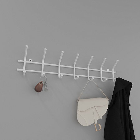 Вешалка настенная "Норма 7" шир.705мм 7крючков Белый ВН 66 Б ("ЗМИ") *1/10