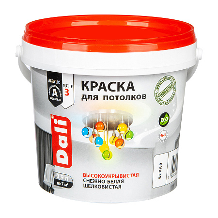 Краска акриловая для потолков 0,9 л ДАЛИ снежно-белая матовая *6/384