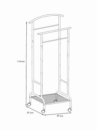 Вешалка напольная с перекладинами "Костюмная" "Римини 2м" ш.0,47м,в.1,14м,полка,Кол. Бел. ВКР2М Б *1
