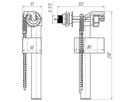 Клапан впускной (поплавок) боковой/пластик ЭКОНОМ  АНИ WC5050 *1/30