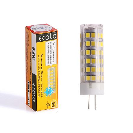 Лампа светодиодная капсульная 5,5W-220V G4 4K нейтральный Ecola 57x16 G4RV55ELC *10/100