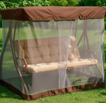 Качели садовые "Лючия" 2050х1515х1650, труба d=38×1.5 мм (300кг) + москит. сетка (Беларусь) *1/5