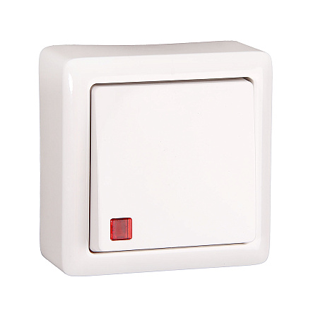 Выключатель "Хит" ОП 1кл. белый с подсветкой  ВА16-137-б  *10/168