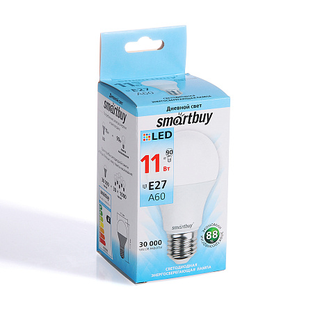 Лампа светодиодная 11W Е27 груша 4К нейтральный A60 Smartbuy *10/100