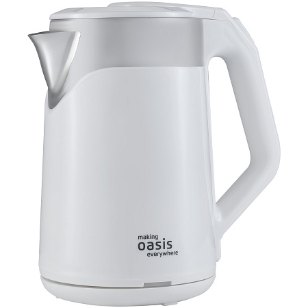 Чайник электрический нерж/пластик 2,0л 1800Вт Oasis K-21SPW белый, двойные стенки *1/12