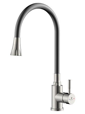 Смеситель для кухни Diadonna D46-0009S гибкий излив, серый графит *1/10