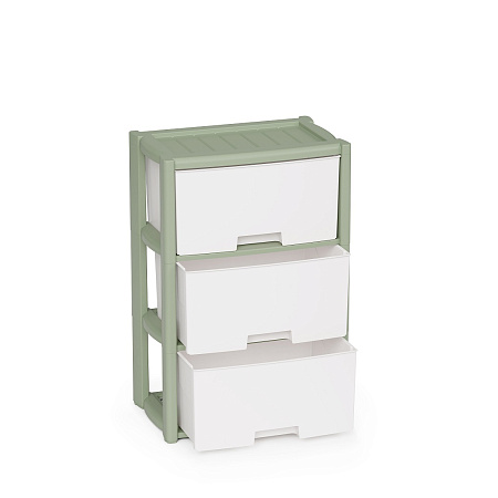 Комод пластм. "Колорит" 3 ящика выс.710мм, шир.300мм, гл.475мм Зелёный М9040"ЗПИ "Альтернатива" *1