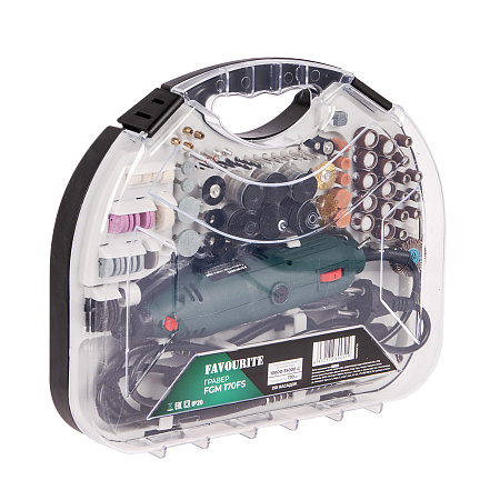 Гравер 170Вт 10000-35000об/м цанга 2,4/3,2мм гибкий вал насадки 210шт FGM 170FS FAVOURITE *1/5