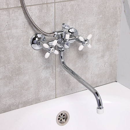 Смеситель д/ванны "Эверест"  В22-071А с 2 ручками (белый) *1/10