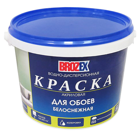 Краска акриловая для обоев 14 кг BROZEX белоснежная   *1/48