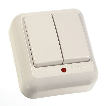 Выключатель "Прима" ОП 2кл. белый с подсветкой  А56-007  *1/129