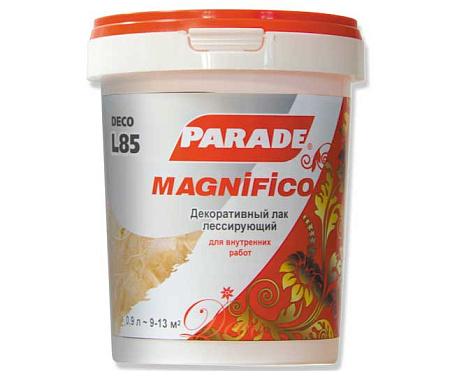 Лак акриловый для внутренних работ декоративный лессирующий 0,9 л PARADE L85 Deco Серебро  *6
