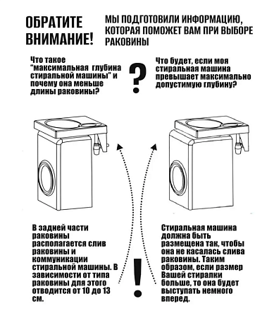 Раковина  Лилия 60 н/стир.машиной, лит. мрамор, V60D1, сигнально-белая (кронштейн в комплекте) *1