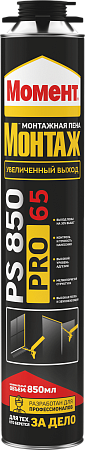 Пена монтажная профес. 850мл/1000гр летняя "МОМЕНТ 65" 3003351 PS850 до 65 л  *1/12/384