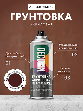 Грунтовка акриловая по ржавчине красно-коричневый   520/200 мл DECORIX (А11) *1/12
