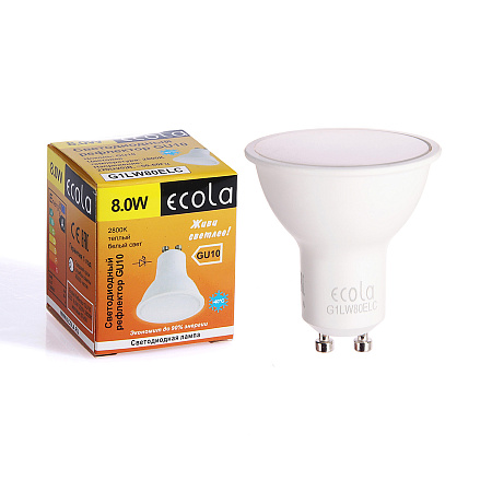 Лампа светодиодная 8,0W-220 GU10 рефлектор 2.8K матовая Ecola 57x50 G1LW80ELC *10/100