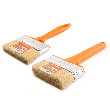 Кисть плоская "Фасад" 120*12 натуральная щетина пластиковая ручка Акор *10/100