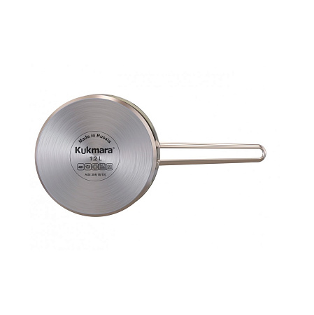Кастрюля нерж. "Kukmara" "Safia" 1,2л Стекл.кр., Длинн.р., d дна152мм (подх. д/Инд) SF-LDL1216G *1/6