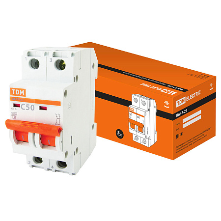 Авт.выкл. TDM ВА 47-29 50А/2П SQ0206-0098  *6/60