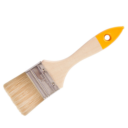 Кисть плоская  Хобби 2" 50мм натуральная щетина деревянная ручка арт.0101920 Korvus *12/600