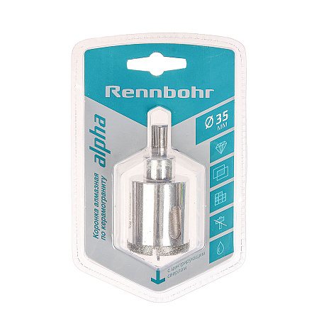 Коронка по керамограниту 35мм алмазная центрирующее сверло (676235) Rennbohr *1/5/60