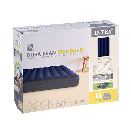 Матрас INTEX 137*191*25см флок надувной Classic downy 64758 (875-059) *1/6