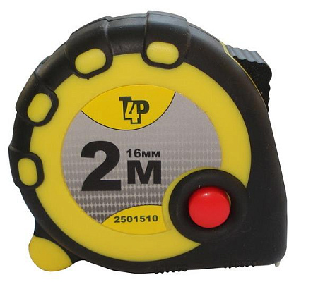 Рулетка  2м х16мм резино-пластик. корпус стальная лента фиксатор магнит арт.2501510 T4P *1/12/180