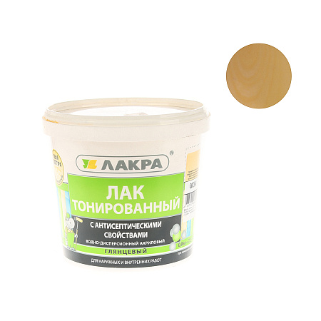 Лак акриловый для наружных и внутренних работ тонированный Сосна 0,9 кг Лакра * 6/432