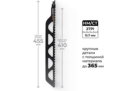 Полотно д/сабельной пилы ГАЗОБЕТОН 455/12,7мм S2243HM 2шт арт.552100 RAGE VIRA *1/10