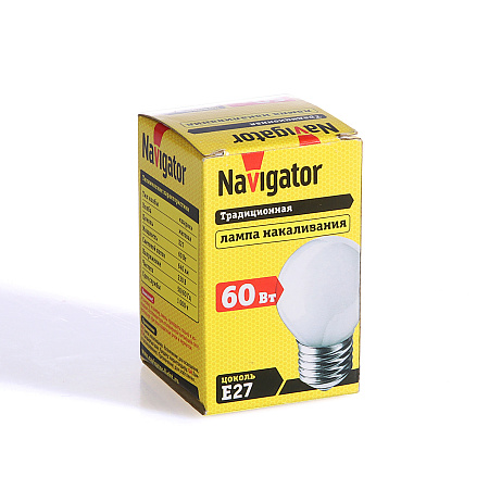 Лампа накаливания 60W Е27 шар матовая Navigator 94313 *10/100