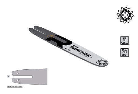 Шина для цепных пил 35см 50звеньев шаг3/8" паз1,3мм Rancher 353 L 9 K REZER *1/20