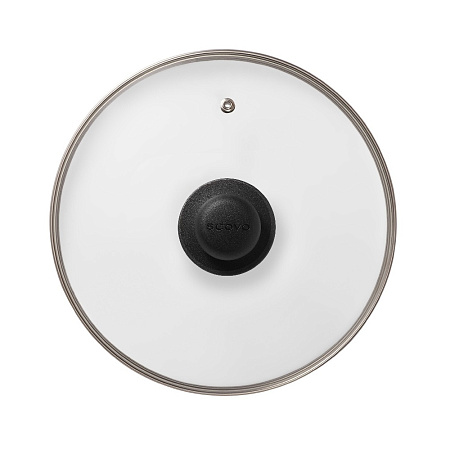 Крышка д/сковороды, кастрюли Стекл. с нерж.ободом,с пароотв. d28см с пласт.р. КС-228 "Сково" *1/12