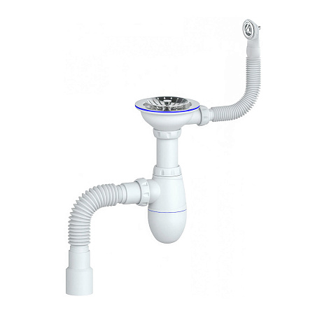 Сифон бутылочный 3 1/2"*40 с гибким гофрир. переливом (кругл.) В411 Unicorn*1/35