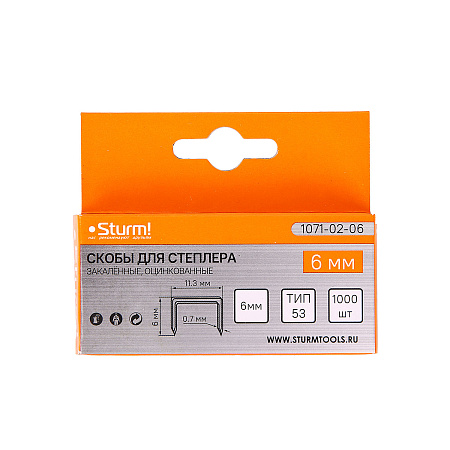 Скоба для степлера мебельного тип 53  6х11,3х0,7мм 1000шт арт.1071-02-06 STURM *1/20/200