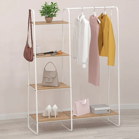 Вешалка напольная "Гардеробная" "Скандинавия 1" с 4полками выс.1,47м,шир.1,1м Белый ГСС1 Б "ЗМИ" *1