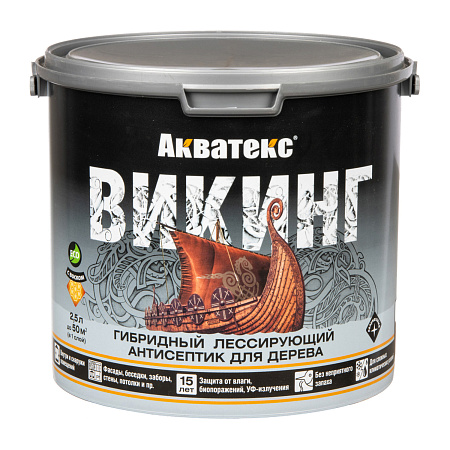 Антисептик для дерева гибридный лессирующий орех 2,5 л Акватекс ВИКИНГ *1/4/144