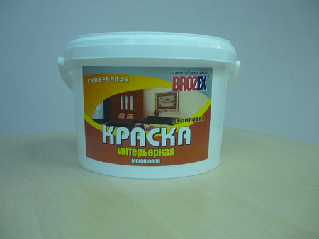 Краска акриловая для стен и потолков 14 кг BROZEX моющаяся белоснежная  *1/48