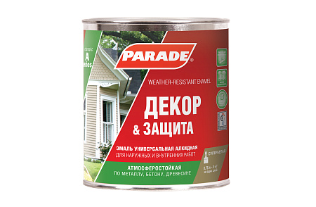 Эмаль алкидная белая полуматовая 0,75 л PARADE А2 универсальная  база C***   *1/12/576